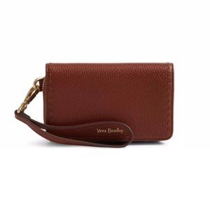 Vera Bradley Leather RFID Mallory Smartphone Wristlet Mesa Brown